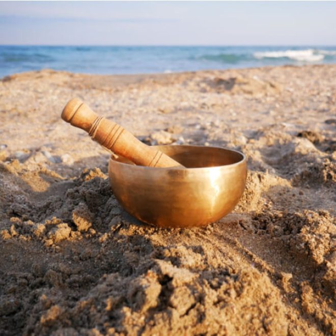 Metal singing bowl for relaxing and receiving healing vibrations